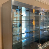 3 Piece Glass and Mirrored Metal Display Cabinet with Hutch