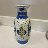 Painted Blue & White Floral Vase