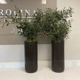 Pair of Black Planters with Olive Branches