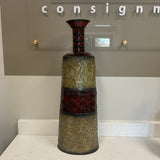 Brown and Tan Metal Floor Vase