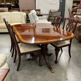 Ethan Allen Dining Table, 1 Leaf, 4 Chairs, Pads