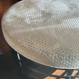 Gray Ottoman with Black Metal Base