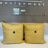 Pair of Yellow Button Throw Pillows