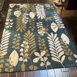 Sea Blue Leaf Rug by Footprints