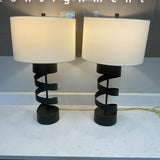 Pair of Metal Swirl Lamps