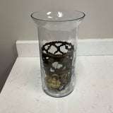 Glass Candle Holder with Metal Insert