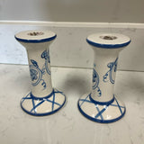 Pair of Blue & White Candlesticks