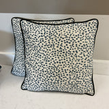 Pair of Blue & White Leopard Print Pillows