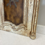 French Distressed Painted Wooden Cabinet Door Hanging Art