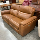 Elran Leather Power Reclining Sofa with Adjustable Headrest