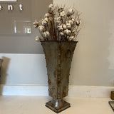 Galvanized Vase wtih Cotton
