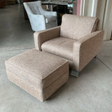 Newly Reupholstered Woodmark Chair and Ottoman (R)