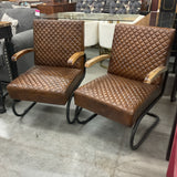 Pair of Classic Concept Leather/Metal/Wood Arm Chair