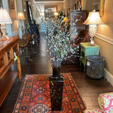 Tall Black Vase with Branches and Willows