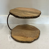Two Tiered Wood Serving Stand  (490AE501N)