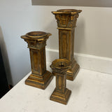 Set of 3 Bronze Candle Holders As Is