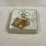 Set of 4 White & Gold Ornament Plates