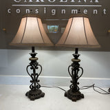 Pair of Black Scroll Lamps
