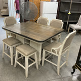 Bar Height Avalon Table with 6 Stools & 1 leaf (As-Is)
