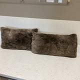 Pair of Restoration Hardware Faux Fur Lumbar Pillows