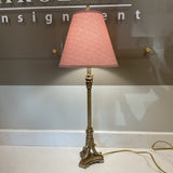 Tall Gold Table Lamp with Pink Shade