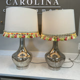 Pair of Mercury Glass Lamps with Tassels (As Is)