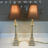 Pair of Cream Crackle Buffet Lamps As Is