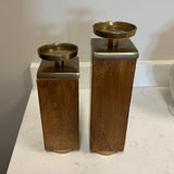 Pair of Wood and Gold Candle Holders