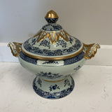 Oriental Accent Blue and White Urn with Lid