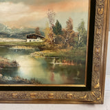 Mountain Cabin Oil by H. Ross