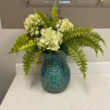 Hydrangea Arrangement in Blue Vase