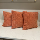 Set of 4 Orange Woven Pillows As Is