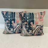 Pair of Blue and Pink Pillows