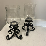 Pair of Glass Candleholders