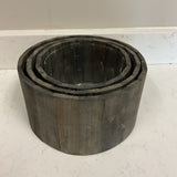 Set of 3 Round Wooden Planters (R)