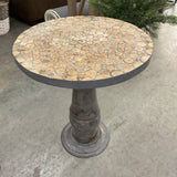 Round Gray Wood Accent Table