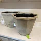Pair of Lava Stone Octagon Planters