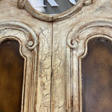 French Distressed Painted Wooden Cabinet Door Hanging Art