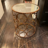 Round Mirror Top End Table