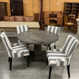 Round Dining Table with 4 Gray and White Chairs (As Is)