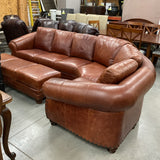 Leather Sectional Sofa with Storage Ottoman