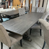 Bellamy Peppercorn Magnussen Home Table with 2 Leaves and 8 Chairs