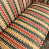 "Hickory Chair" Striped Silk Upholstered and Carved Mahogany Settee