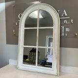 White Beaded Arch Mirror