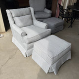 Newly Upholstered Park Place Swivel Rocker with Ottoman