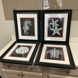 Set of 4 Black and White Sea Art by Wendy Joy