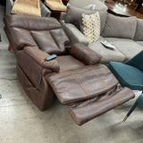 Flexsteel Power Leather Recliner with Adjustable Headrest and Lumbar