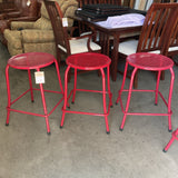 Set of 3 Outdoor Red Barstools