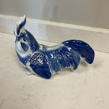 Blue and White Ceramic Rooster