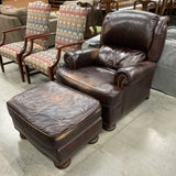 Bradington Young Leather Recliner and Ottoman